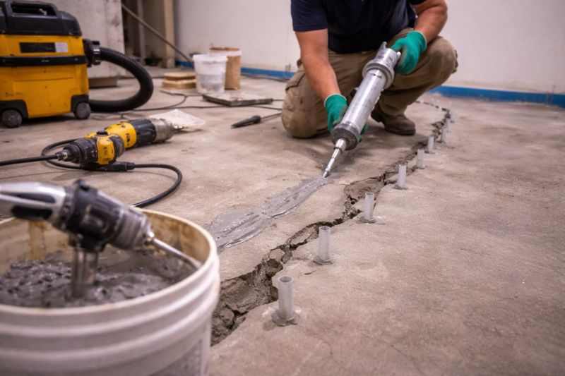 Cracked Basement Floor Repair in Kalkaska, MI
