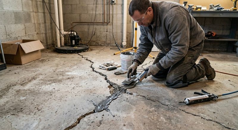 Cracked Basement Floor Repair in Kalkaska, MI